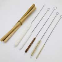 Eco Friendly Soft Wool Bristle Glass Or Bamboo Straw Cleaning Brush